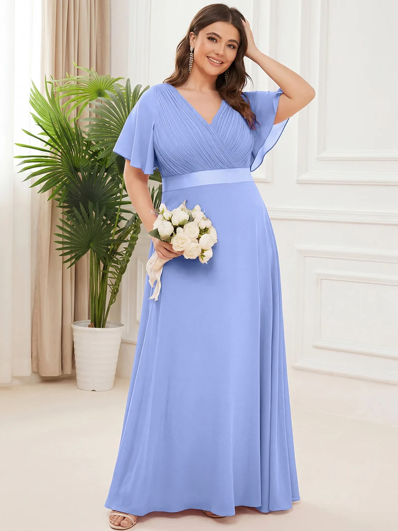 ever MONICA|Robe de soirée de mariage élégante en mousseline taille haute