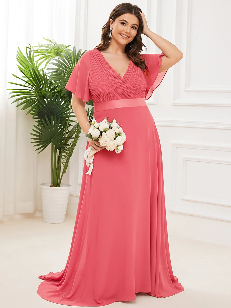 ever MONICA|Robe de soirée de mariage élégante en mousseline taille haute