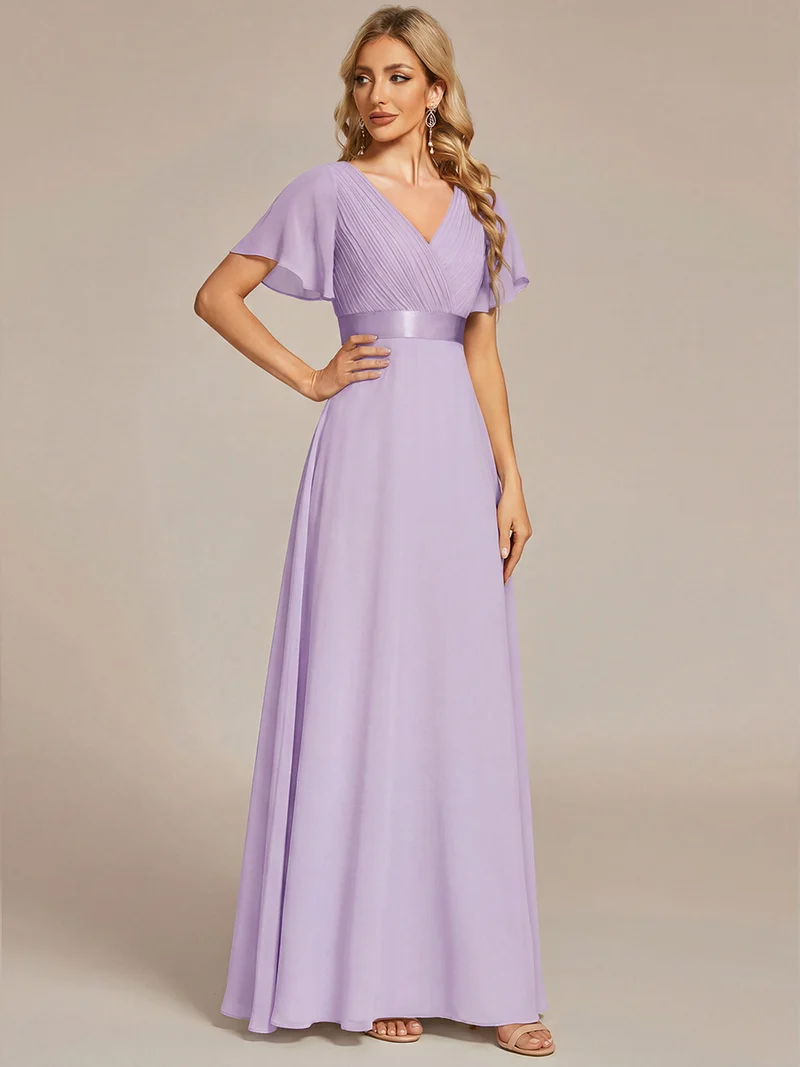 ever MONICA|Robe de soirée de mariage élégante en mousseline taille haute