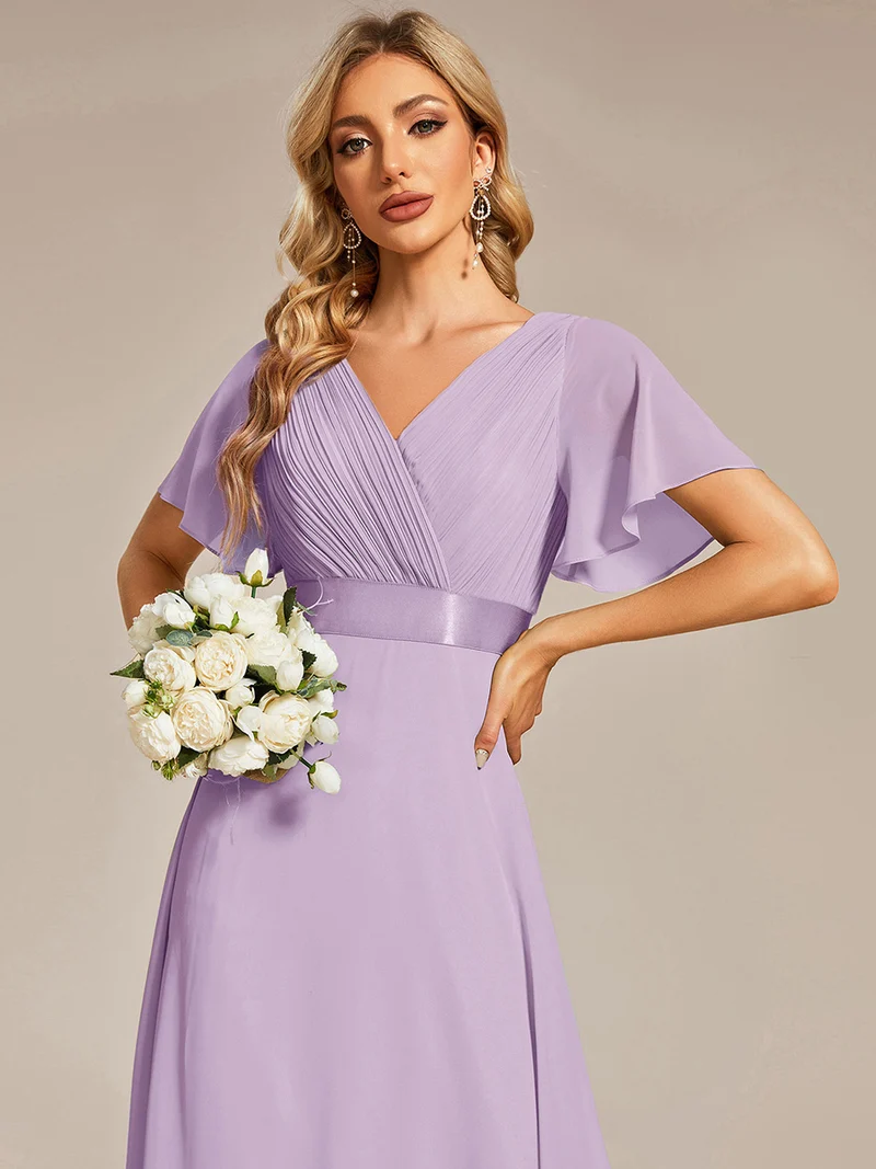 ever MONICA|Robe de soirée de mariage élégante en mousseline taille haute