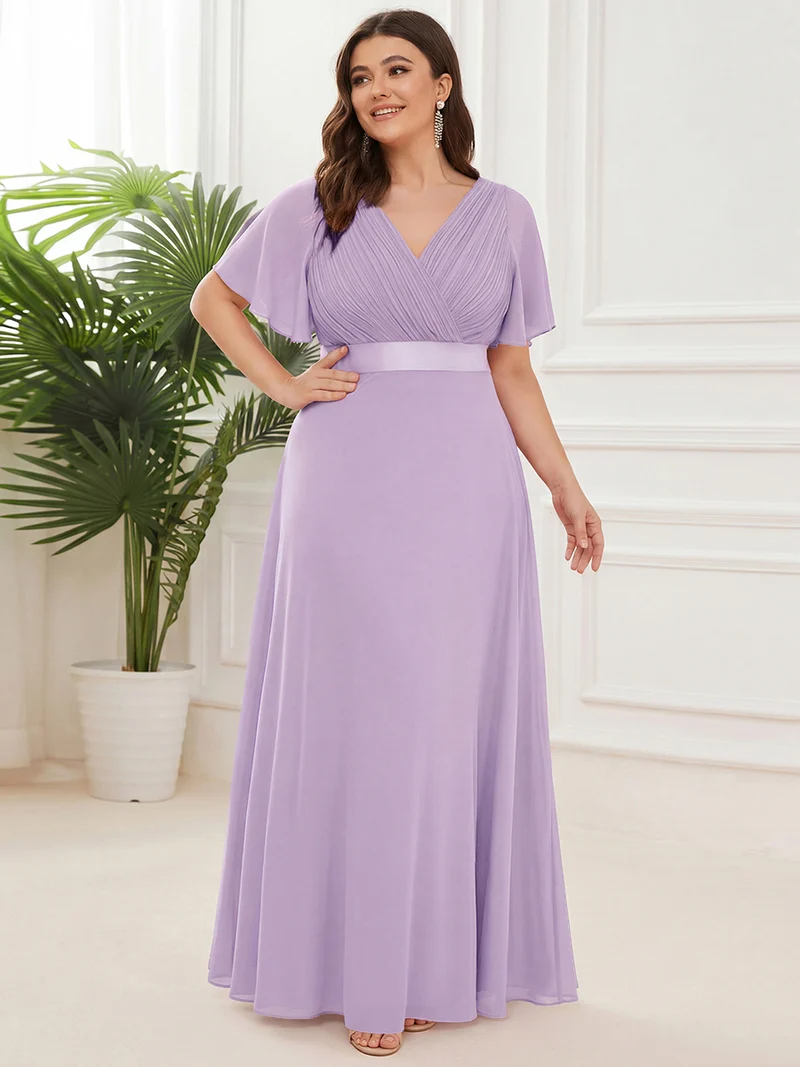 ever MONICA|Robe de soirée de mariage élégante en mousseline taille haute