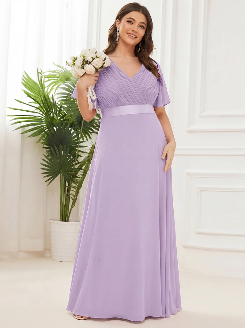ever MONICA|Robe de soirée de mariage élégante en mousseline taille haute