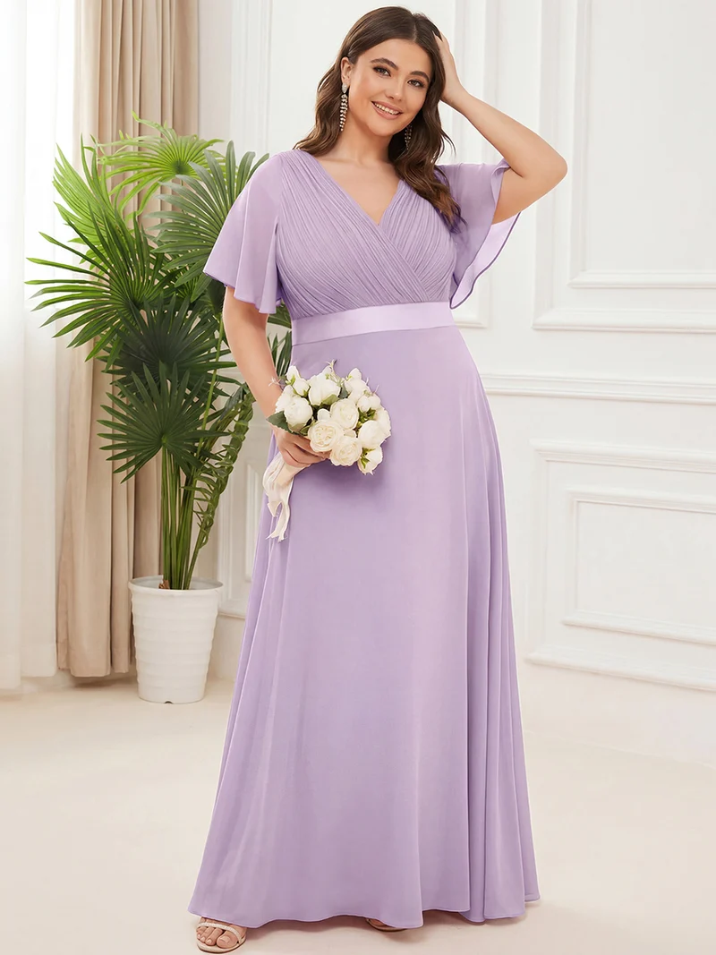 ever MONICA|Robe de soirée de mariage élégante en mousseline taille haute