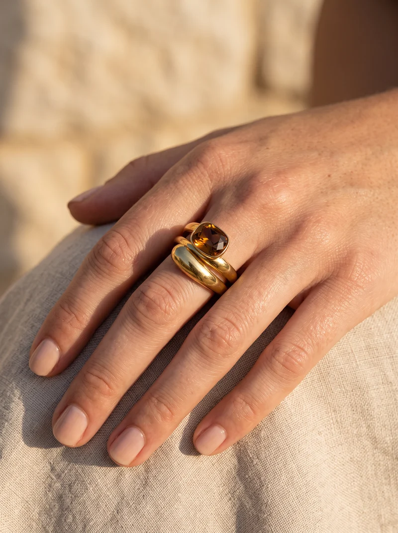 Bague Toi et Moi Ambrée