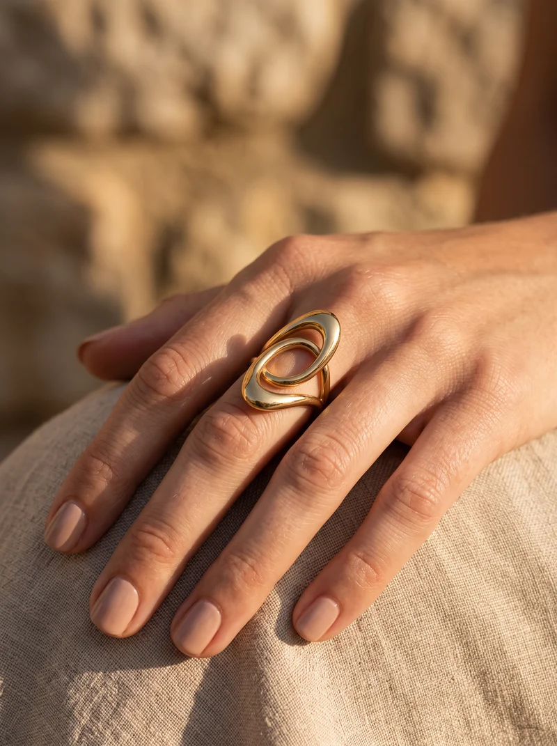 Bague Double Ovale Dorée