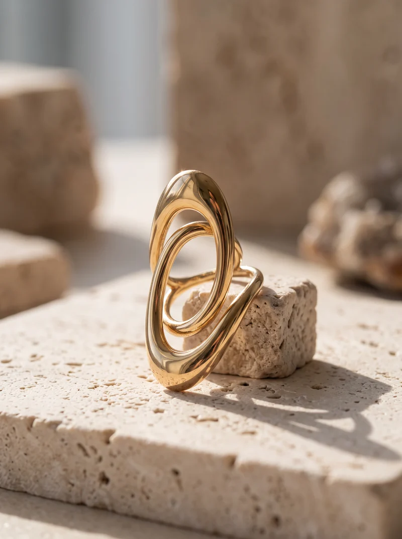 Bague Double Ovale Dorée