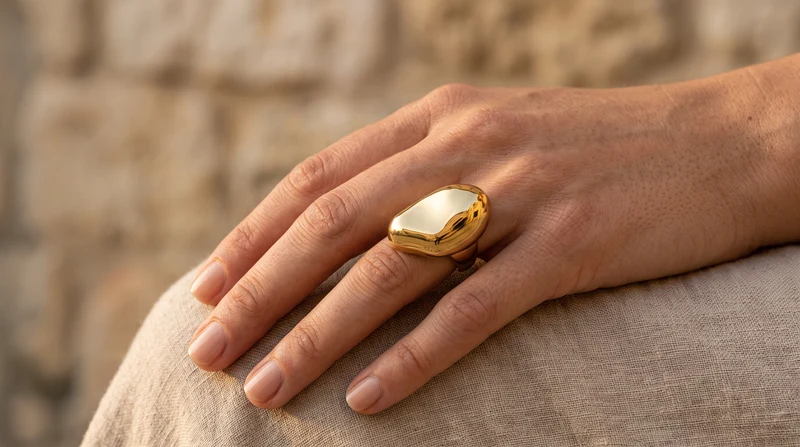 Bague Galet Dorée