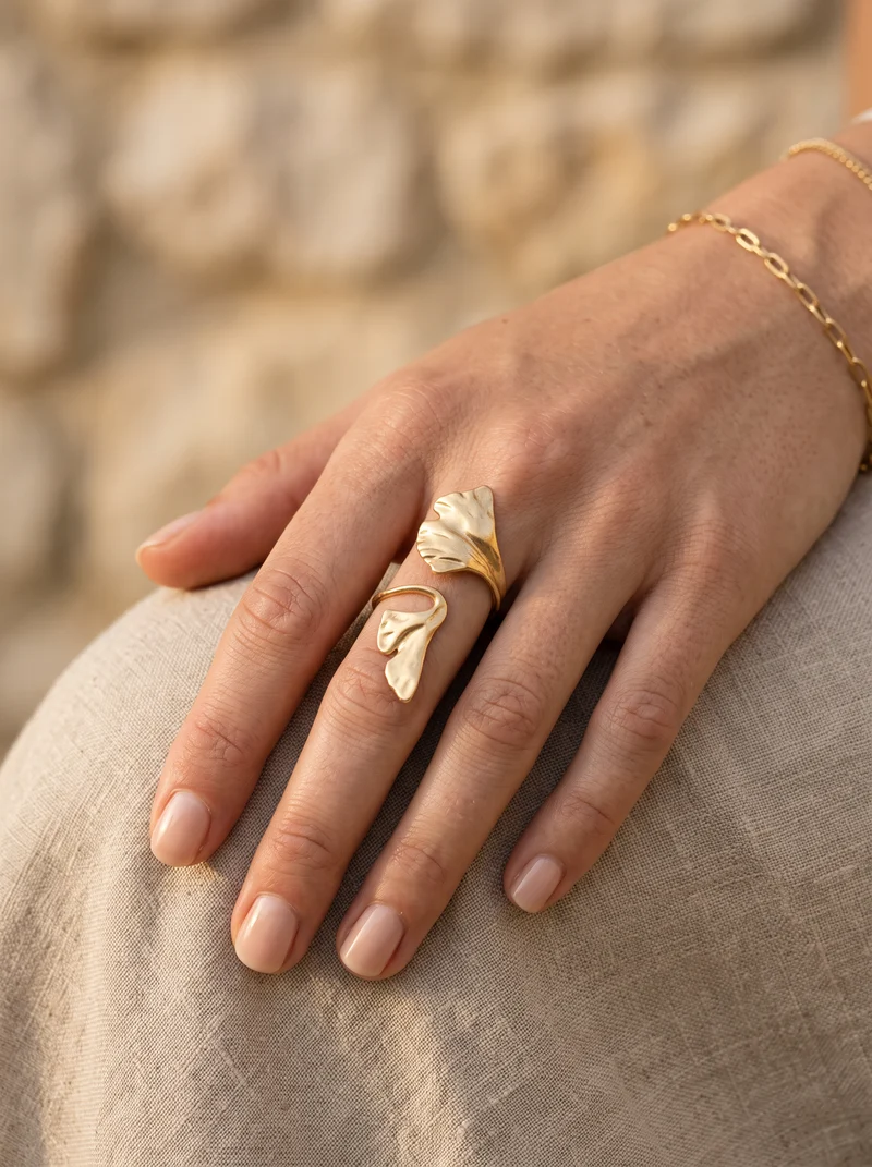 Bague Feuille Dorée