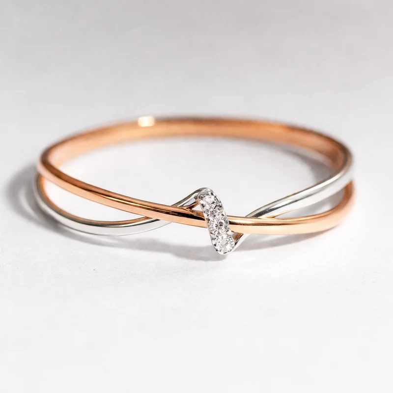 Bague Vintage Tressée en Or et Argent