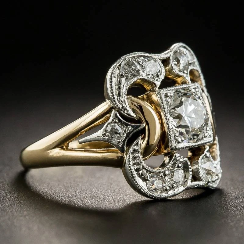 Bague Classique en Or avec Zirconia Vintage