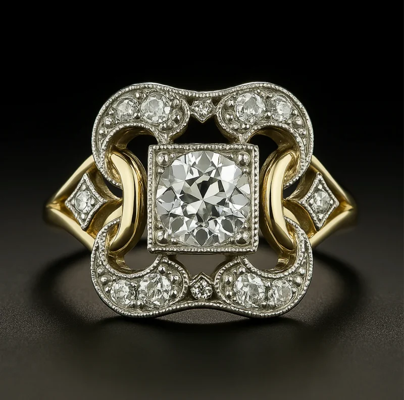 Bague Classique en Or avec Zirconia Vintage