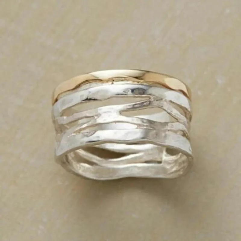 Bague Vintage Perforée en Or et Argent
