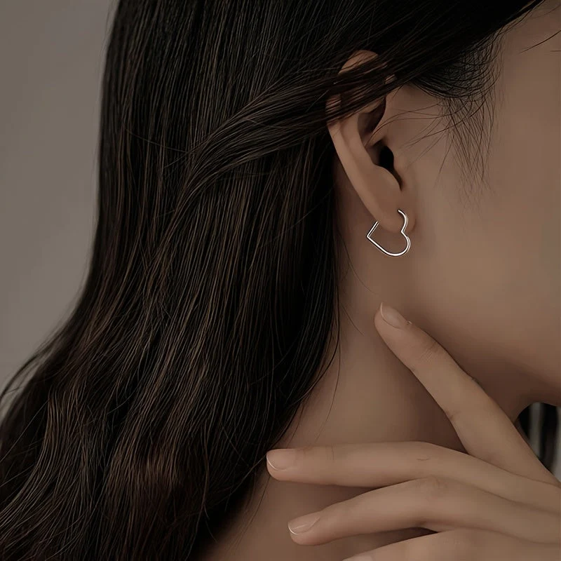Boucles d'oreilles en cœur doré en acier inoxydable