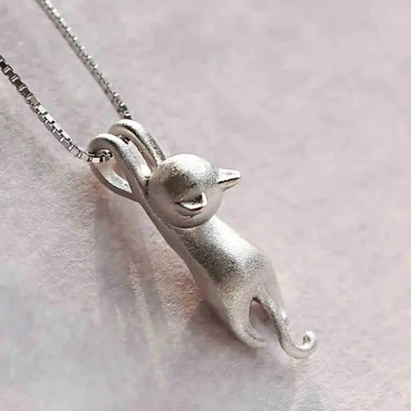Collier Amusant avec Chaton en Argent 925
