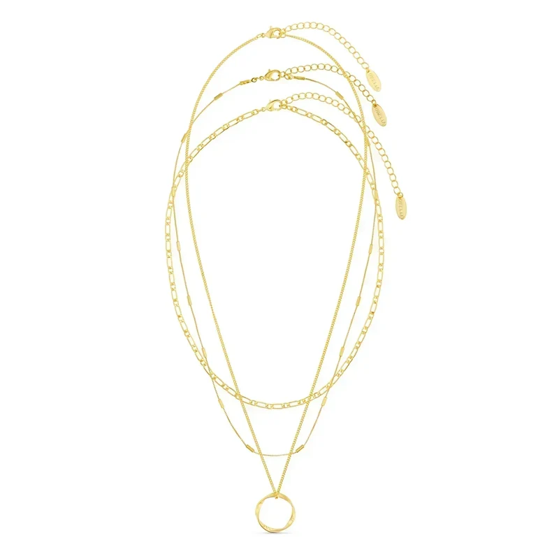 Collier à Cerceau Ouvert à Trois Rangées en Or