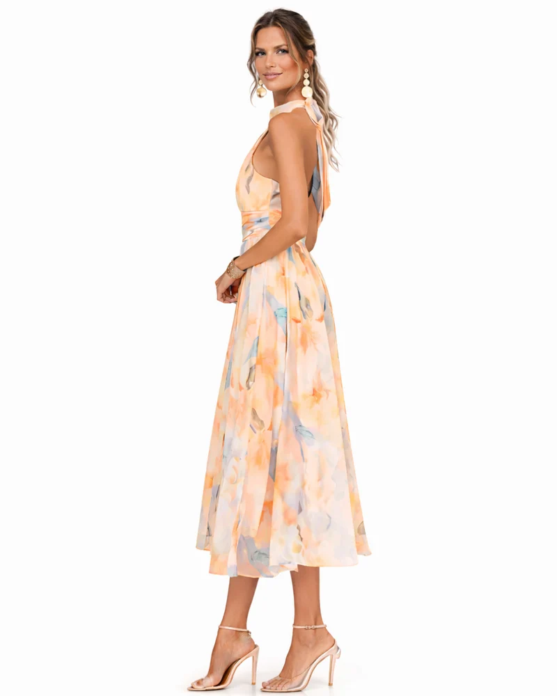 Robe Halter Aurora | Élégance intemporelle en satin luxueux