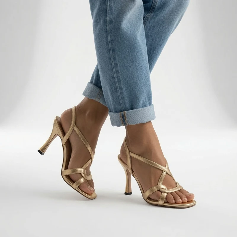 Elisabetta | Sandales Dorées Élégantes à Talons