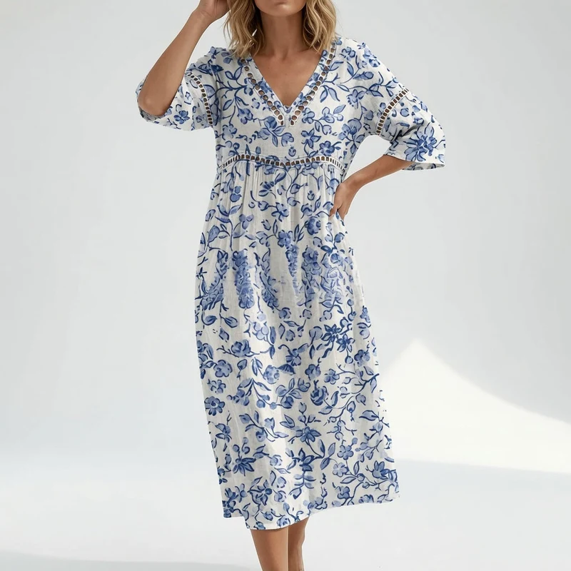Maricella™ — Robe florale fluide élégance romantique