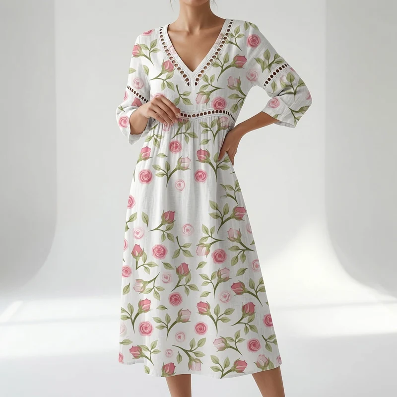 Maricella™ — Robe florale fluide élégance romantique