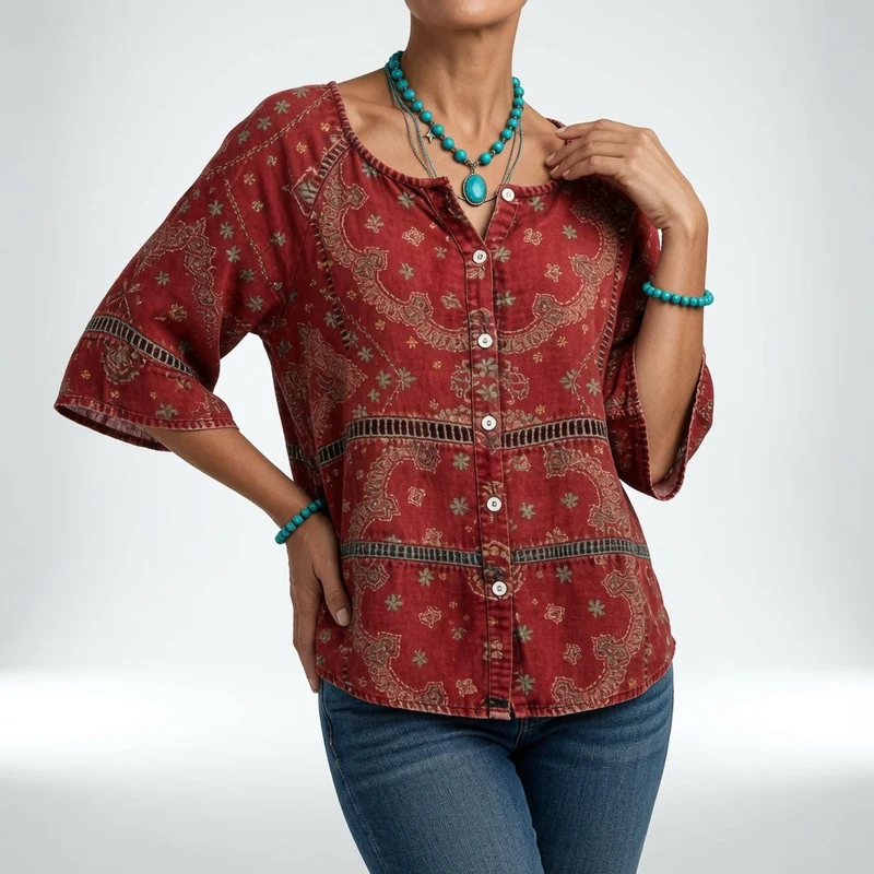 Sylvéria™ — Blouse bohème imprimée élégance quotidienne