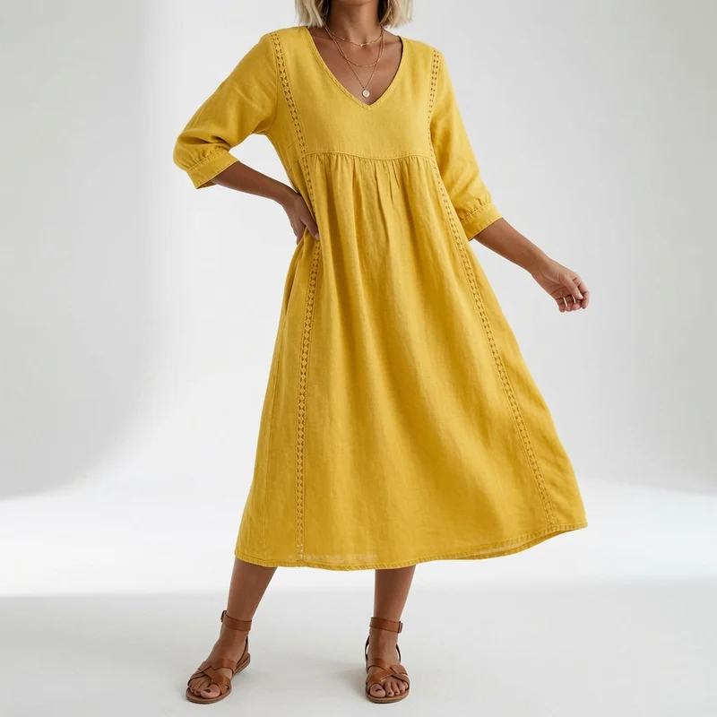Éléonisse™ — Robe midi fluide élégance naturelle