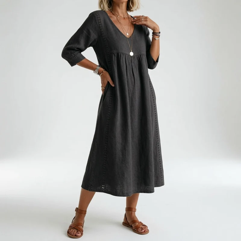 Éléonisse™ — Robe midi fluide élégance naturelle