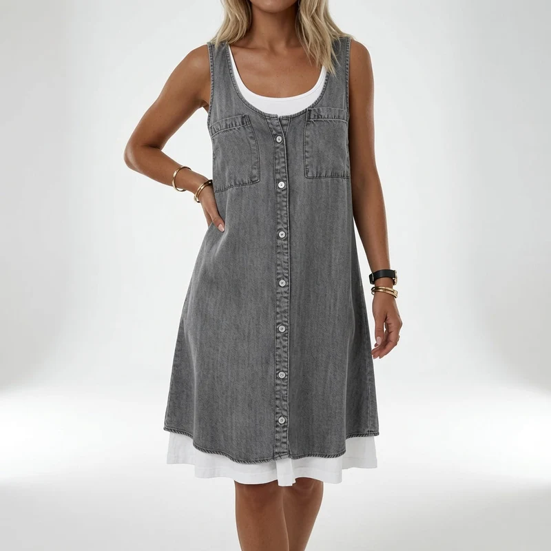 Marélia™ — Robe denim fluide charme quotidien
