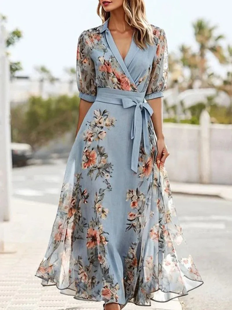 Hannah™ - Robe Midi d'Été avec Fleurs