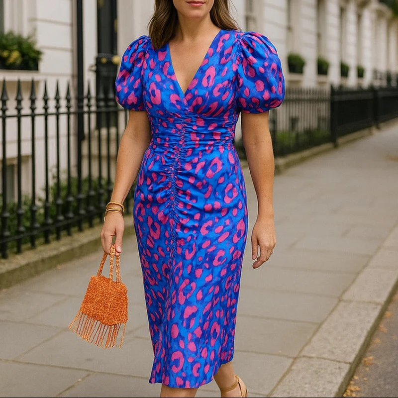 Noor™ - Robe mi-longue avec manches bouffantes