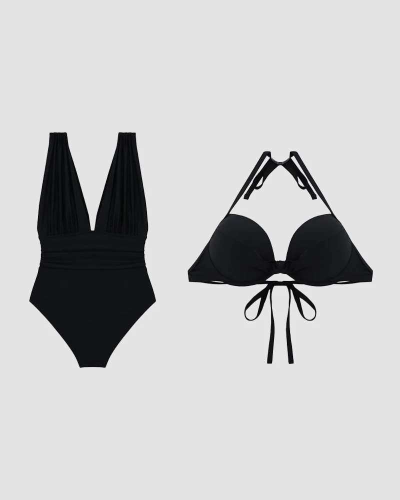 Maillot de bain Luxe Sculptant avec Décolleté V Profond