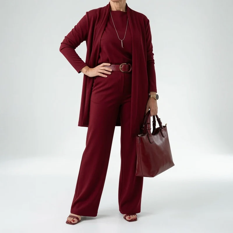 Élégantine™ — Ensemble trois pièces cardigan pantalon chic