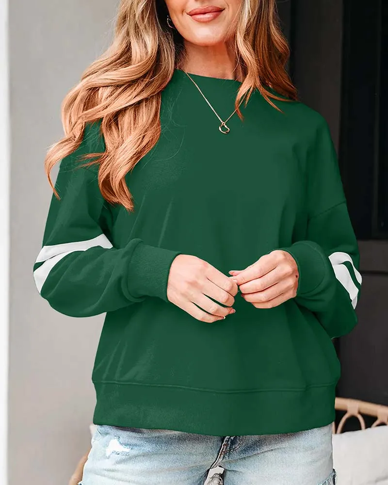 Sweatshirt Col Rond Manches Longues Color-Block