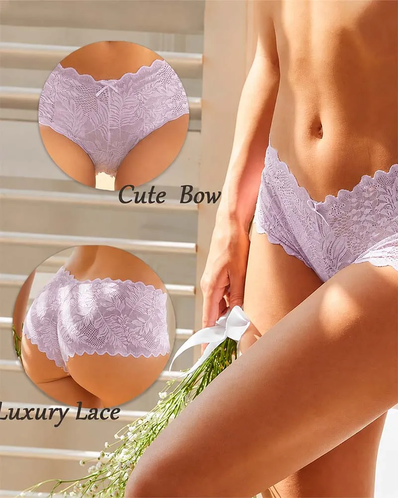 Lot De 8 Culottes Sexy Taille V Dentelle Fesses Nues Pour Femme