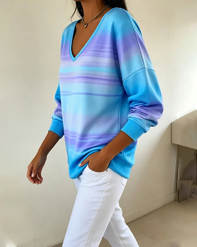 Sweatshirts Col V Manche Longue Ombre
