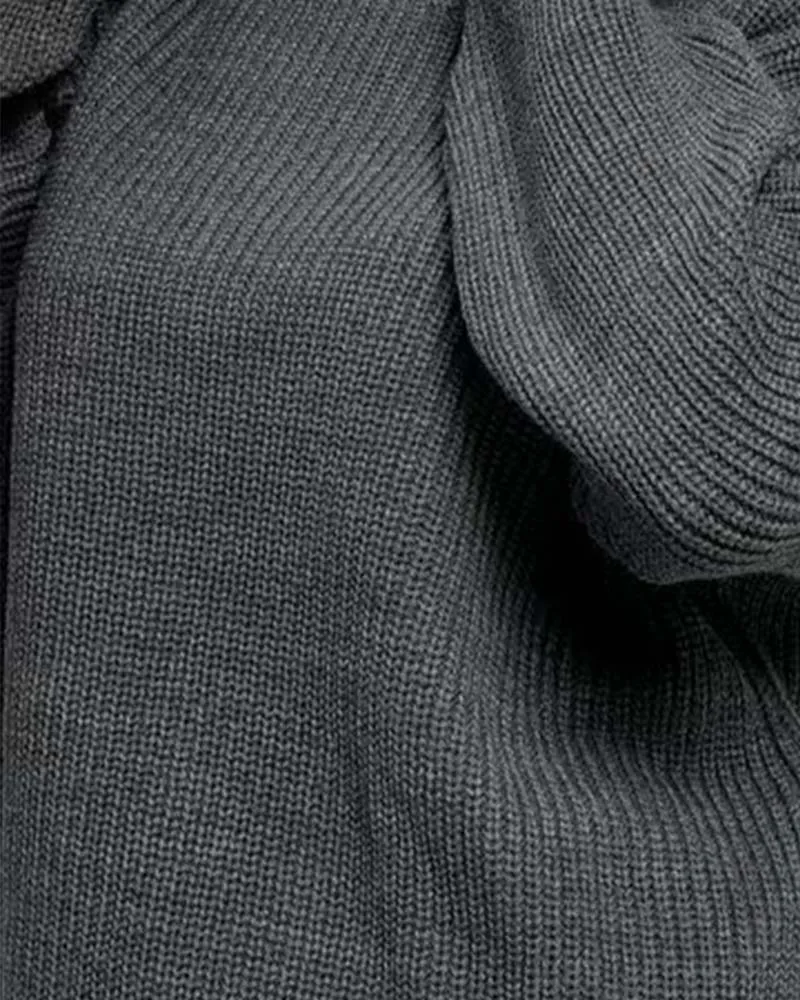 Cardigan Uni Manche Longue Court