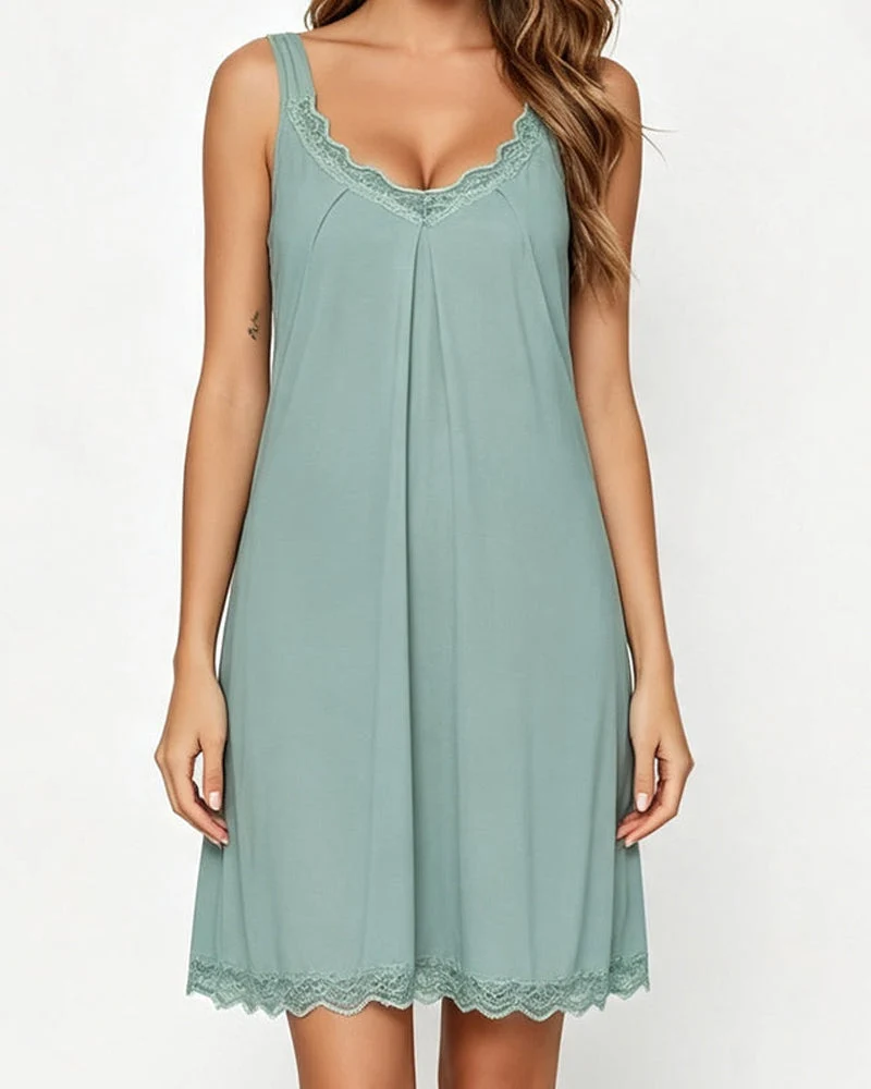Robe De Sommeil Unie En Dentelle
