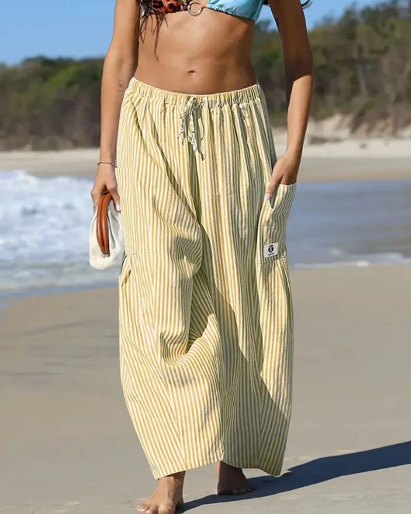 Pantalon Décontracté Imprimé Écossais Coupé