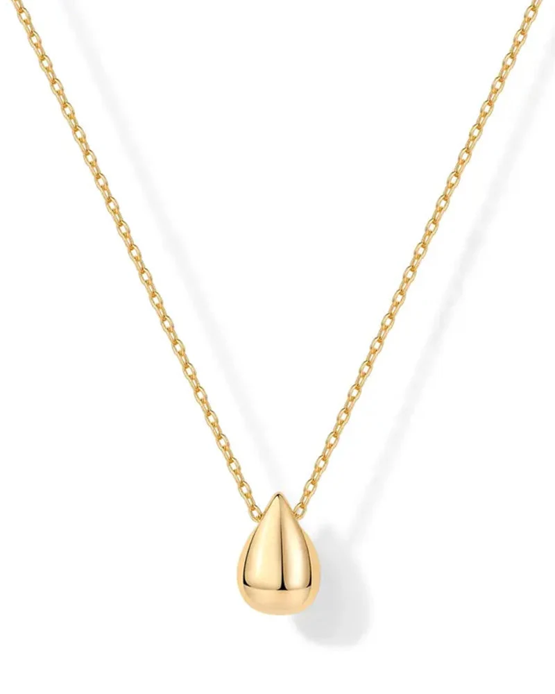 Collier Femme Pendentif Goutte Plaqué Or 14K Avec Chaîne Ajustable