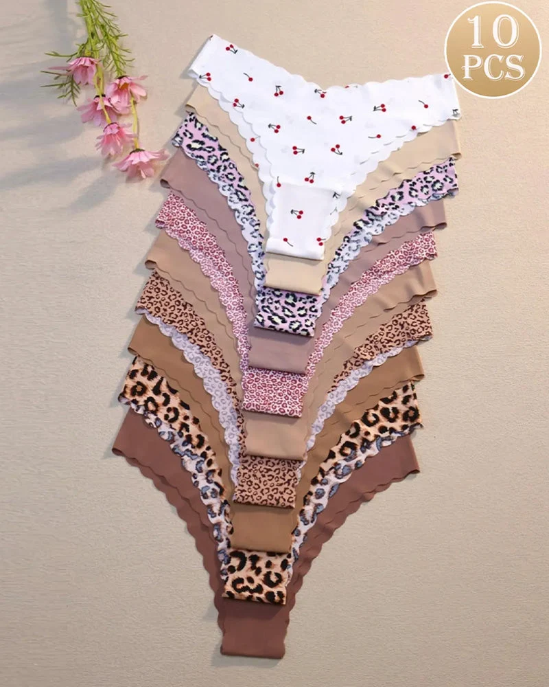 Ensemble De Sous‑Vêtements Imprimé 10‑Pièces