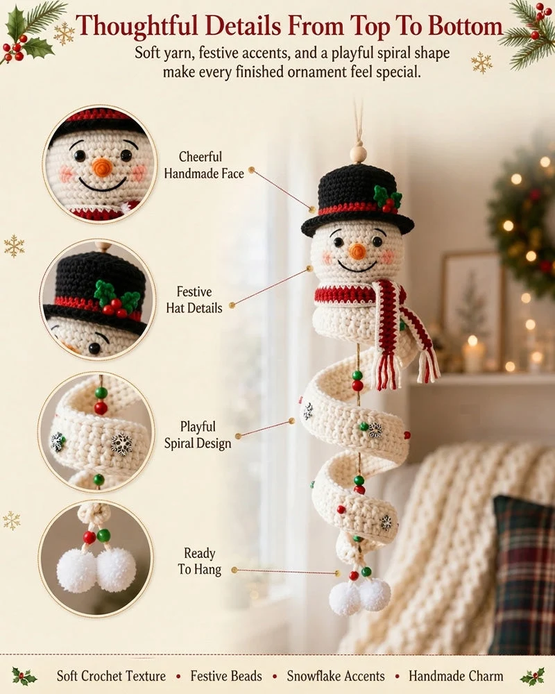 ☃️ Kit DIY Bonhomme De Neige En Spirale Au Crochet