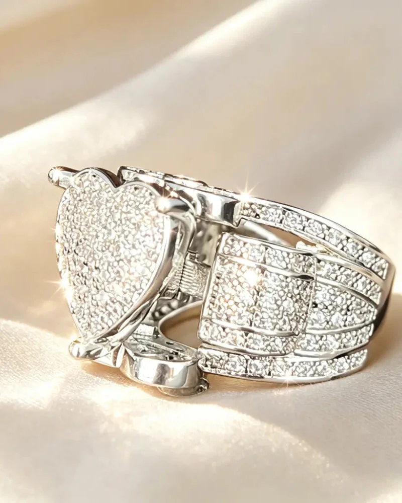Pave Bague Cœur Set pour Femme