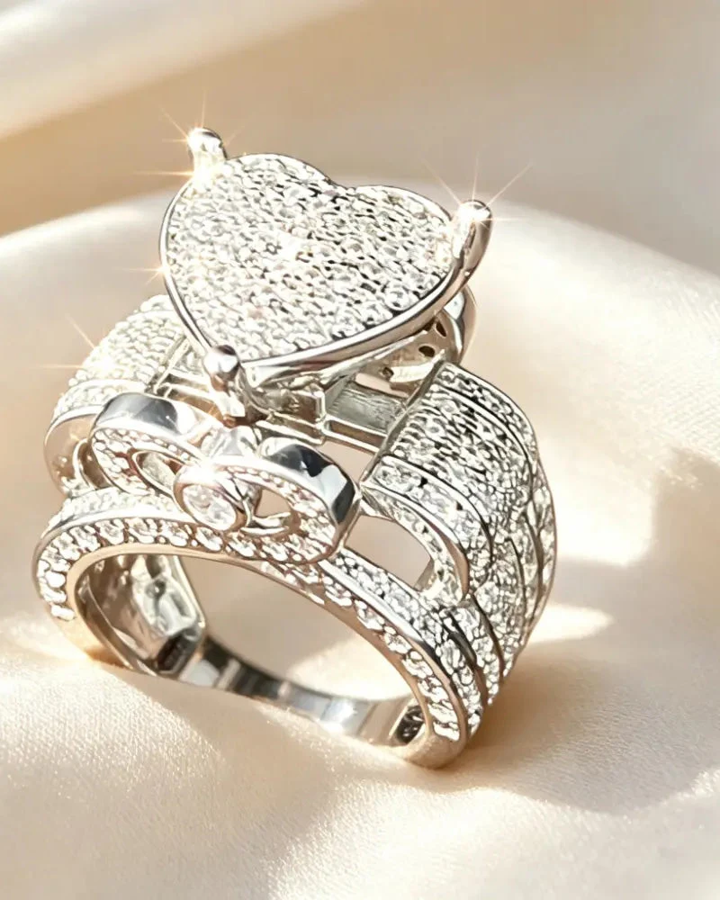 Pave Bague Cœur Set pour Femme