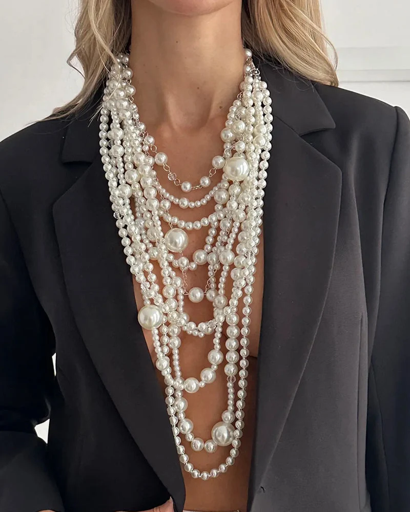 Collier Multi-Couches Long Perle