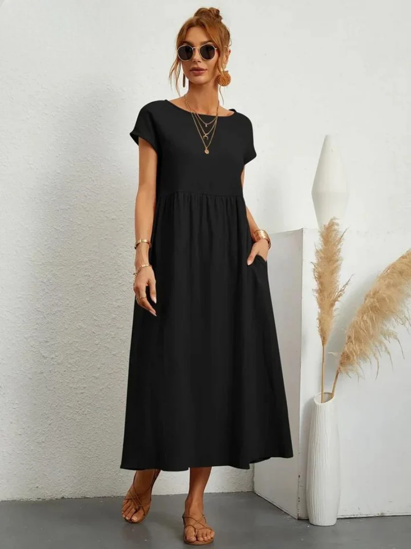 Maelis | Robe de Poche en Coton-Lin pour Femmes