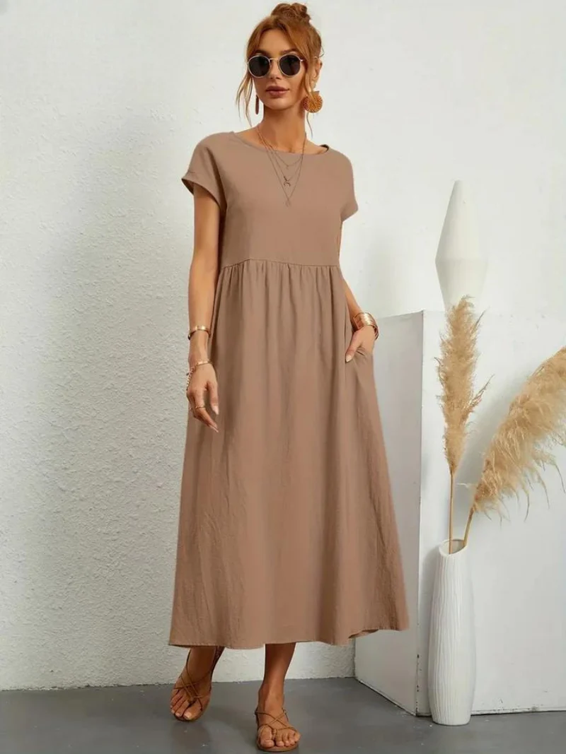 Maelis | Robe de Poche en Coton-Lin pour Femmes