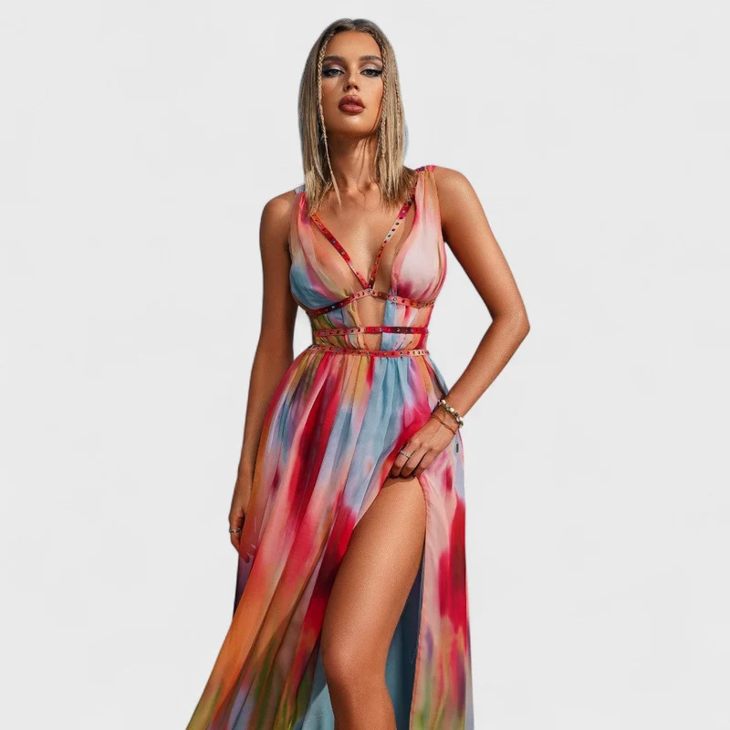 Freya | Robe longue peinte