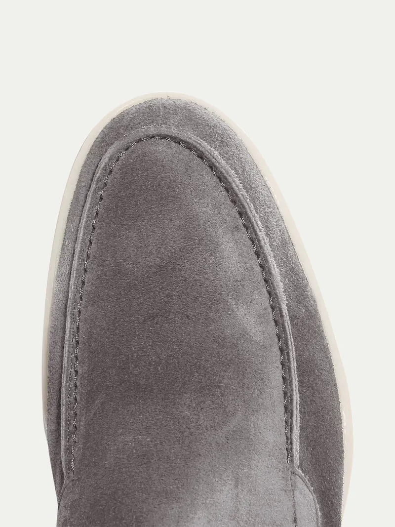 Mocassins de yacht en daim gris, légers et sans lacets pour hommes