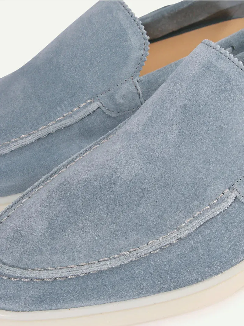 Mocassins en daim bleu clair sans lacets pour homme