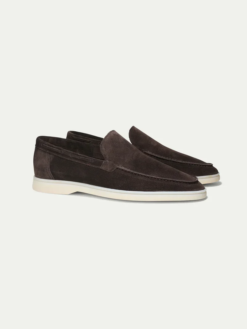 Mocassins de Yacht en Daim Gris Chaleureux pour Homme