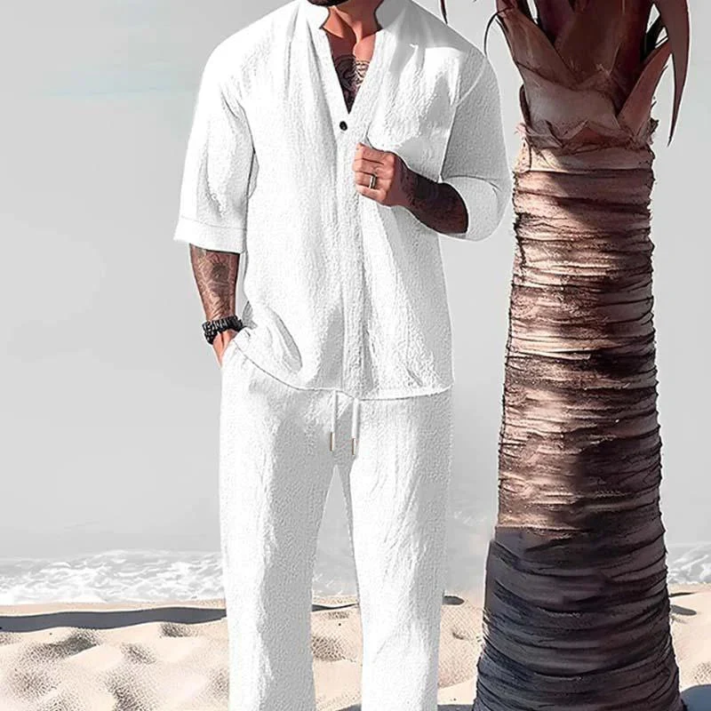 Jrue | Ensemble d'été décontracté avec chemise et pantalon respirants pour homme